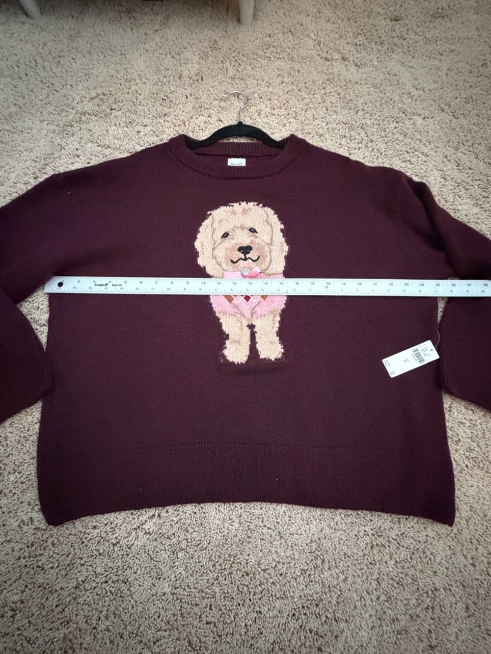 NWT new medium Anthropologie dog Crewneck Sweater wine lab burgundy - Picture 15 of 17